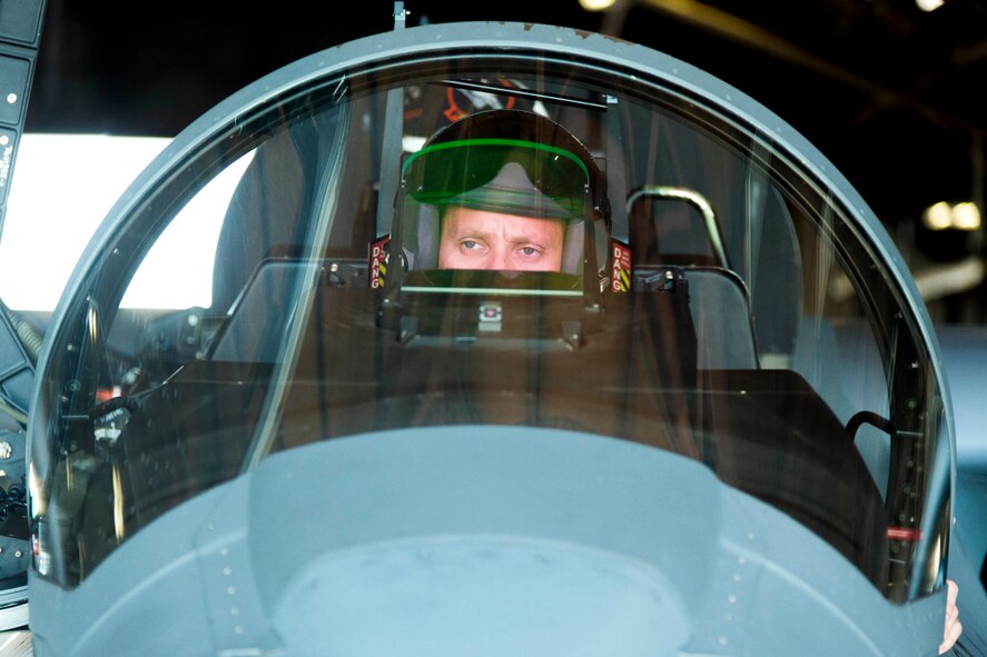 Maj. Glenn Meleen, a test pilot for the 40th Flight Test Squadron, prepares to taxi prior to flight in the Textron Scorpion experimental aircraft at Holloman Air Force Base, N.M. Aug 3. Scorpion is participating in the U.S. Air Force Light Attack Experiment (OA-X), a series of trials to determine the feasibility of using light aircraft in attack roles. (U.S. Air Force Photo by Christopher Okula)