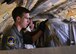 Senior Airman Patrick Oberlin, boom operator from the 756th Air Refueling Squadron, Joint Base Andrews, Maryland, works with aircrew members to offload cargo from a KC-135R Stratotanker on Aug. 1, 2017. Boom operators are required to pass an annual cargo-loading and offloading evaluation on the KC-135R Stratotanker aircraft. (U.S. Air Force photo/ Tech. Sgt. Erica J. Knight)