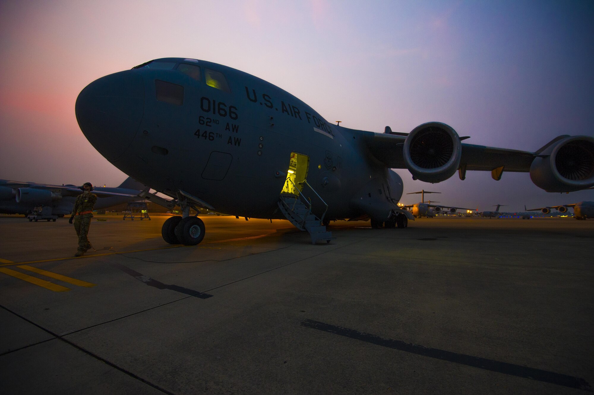 C-17 Globemaster III on the ramp before a mission during Exercise Mobility Guardian.