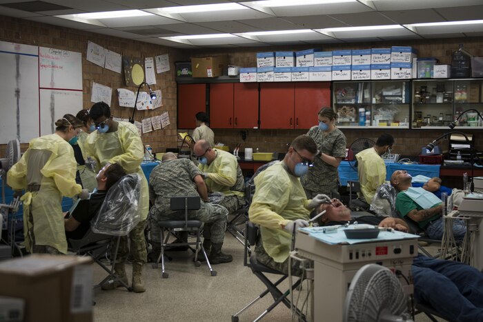 Members of the Smoky Mountain Dental Team provides various dental services to the citizens of Swain County during the Smoky Mountain Medical Innovative Readiness Training in Bryson City, N.C., Aug. 3, 2017.
