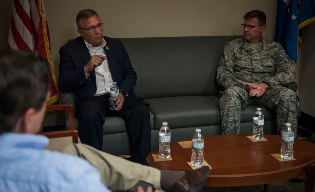Congressman Mike Bost visited with the 932nd Airlift Wing during the Aug. unit training assembly.