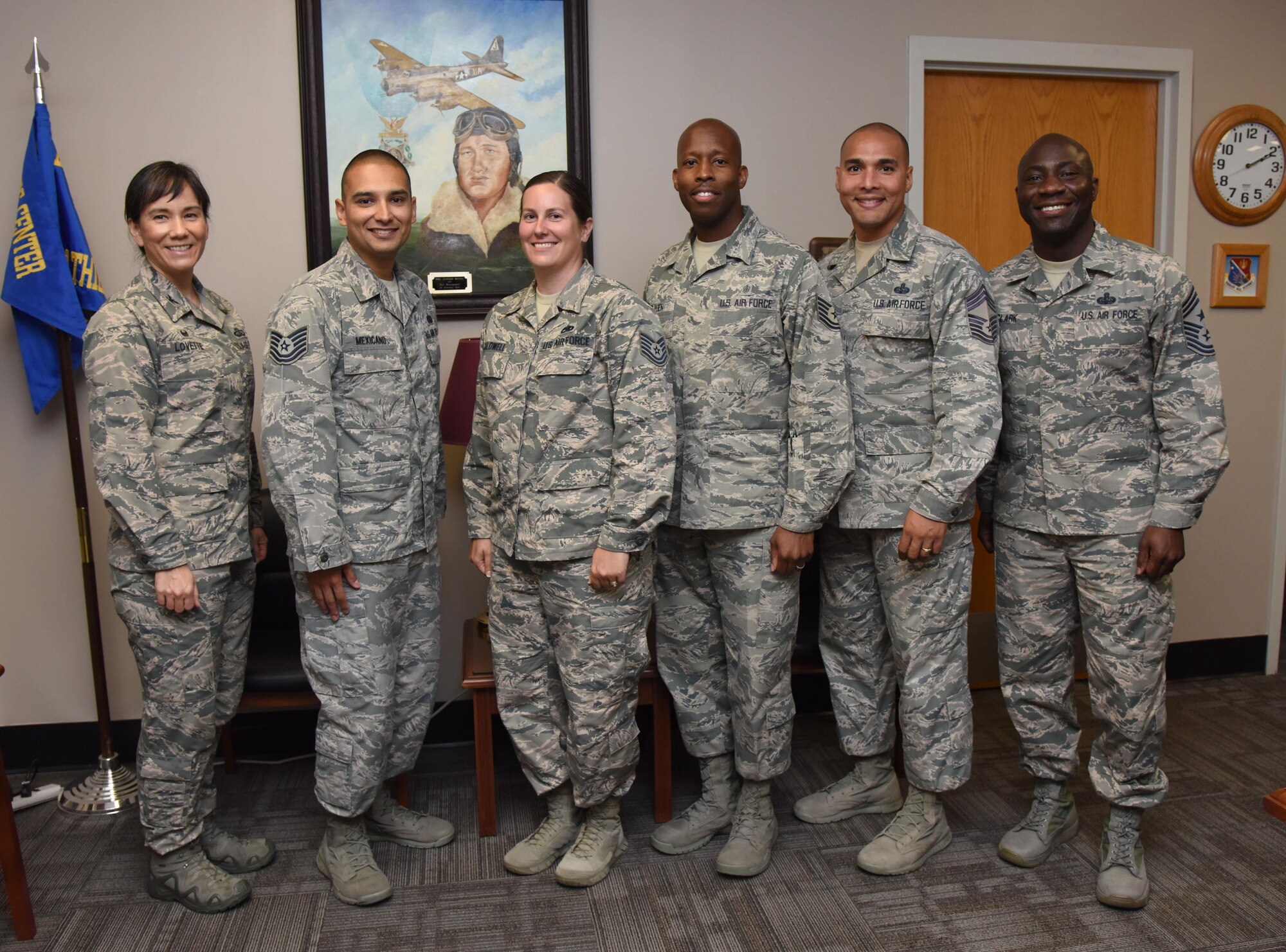 Congrats to Tech. Sgts. Raul Mexicano, Andrea Caldwell and Julian Blyden from the Mathies NCO Academy for being recognized by the 81st Training Wing leadership during this week’s out and about. The Airmen received recognition for their outstanding leadership and service across Team Keesler and the Barnes Center for Enlisted Education. (U.S. Air Force photo by Kemberly Groue)