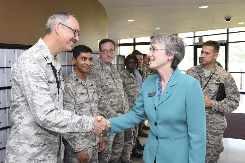Secretary of the Air Force Heather Wilson visited 25th Air Force Airmen during her trip to Joint Base Langley-Eustis, Virginia, Aug. 3, 2017.