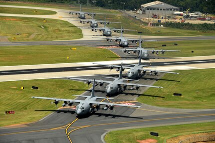 C-130s stage over Charlotte, N.C.