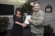 Col. Darien Hammett, director of the Global Hawk System Program Office, accepts a 1/10th scale model of a Global Hawk Block 40 aircraft from Lauren Stevens, Global Hawk program manager and vice president, Northrop Grumman.
The Global Hawk System Program Office, is responsible for the total life cycle management of the Air Force's global hawk fleet, including sustaining, maintaining and upgrading the aircraft to meet the needs of the Air Force and combatant commanders overseas. (U.S. Air Force photo / R.J. Oriez)