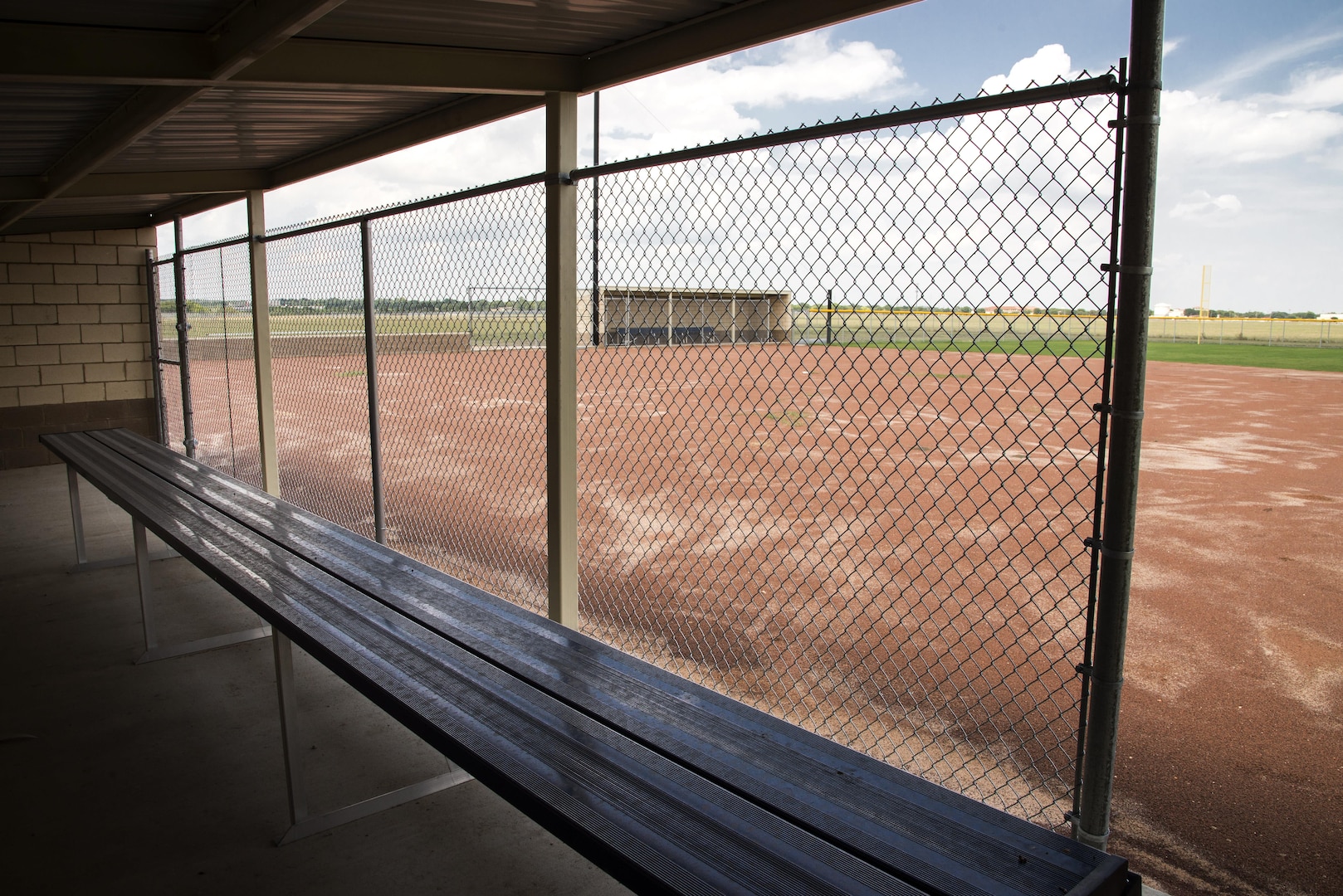 The dugout at the new softball field at Randolph High School August 8, 2017, at Joint Base San Antonio, Randolph, Texas.  A softball and baseball field have been built to support the Randolph HS athletics department.  (U.S. Air Force photo by Sean M. Worrell)