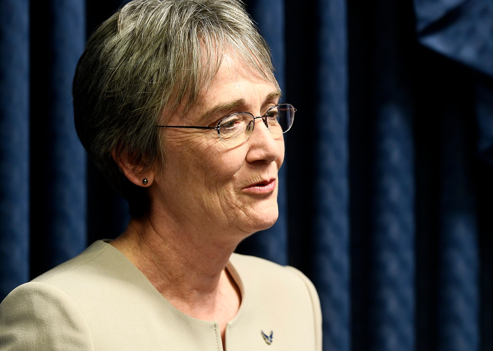 Secretary of the Air Force Heather Wilson congratulates undersecretary of the Air Force Matthew Donovan during his swearing-in ceremony at the Pentagon in Arlington County, Va., Aug. 11, 2017. (U.S. Air Force photo/Scott M. Ash)