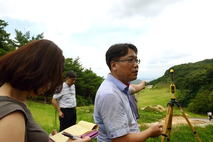 U.S. Forces Korea representatives and members of the Republic of Korea Ministry of Environment traveled to the Terminal High Altitude Area Defense (THAAD) location to conduct an environmental study at Seongju, Republic of Korea, Aug. 10, 2017.
The ROK and the U.S. continues to coordinate on all aspects of the deployment of the THAAD system to South Korea. This is being done in a transparent way and in compliance with ROK domestic law.