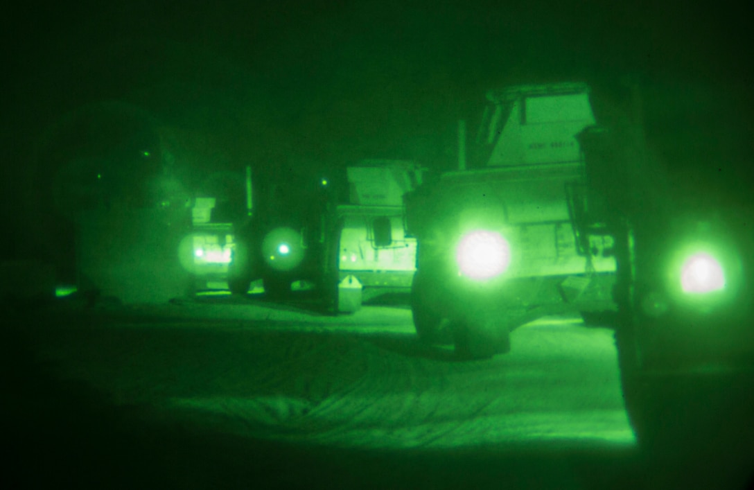 U.S. Marines with Task Force Southwest convoy back to the compound with their newly acquired armored Humvees at Bost Airfield, Afghanistan, Aug 10, 2017. The Marines received armored Humvees via a C-130 for a tactical means of transportation in and around Bost. Task Force Southwest, comprised of approximately 300 Marines and Sailors from II Marine Expeditionary Force, are training, advising and assisting the Afghan National Army 215th Corps and the 505th Zone National Police. (U.S. Marine Corps photo by Sgt. Justin T. Updegraff)