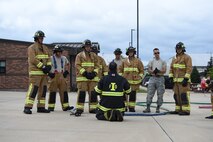 Capt. Trevor Hanshew, Indianapolis Fire Department firefighter, assists in the 434th Civil Engineer Squadron firefighter’s annual training at Grissom Air Reserve Base, Ind., July 8, 2017. Hanshew was one of two who volunteered their time to help keep 434th CES Airmen fully mission qualified during annual training. (U.S. Air Force photo/ Senior Airman Cali Wetli)
