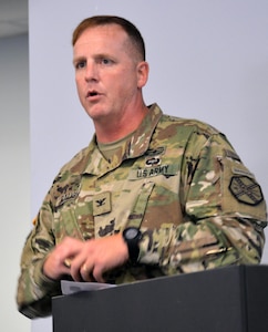 Army Col. David Raugh, commander of the 502nd Force Support Squadron, talked about the teaching kitchen due to open later this year, which will help transitioning service members learn how to prepare healthy, nutritious meals.