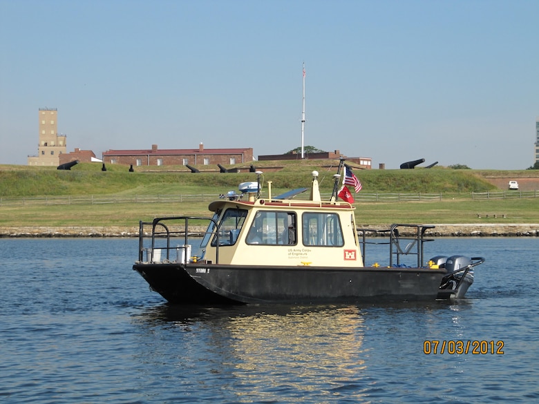 Harold Catlett spent most of his time as a hydrographic surveyor on smaller survey vessels, referred to as Hydros, like the one pictured here in front of Fort McHenry in 2012. The U.S. Army Corps of Engineers, Baltimore District, is welcoming its newest survey vessel, Survey Vessel CATLETT, named in honor of the late Harold Catlett.