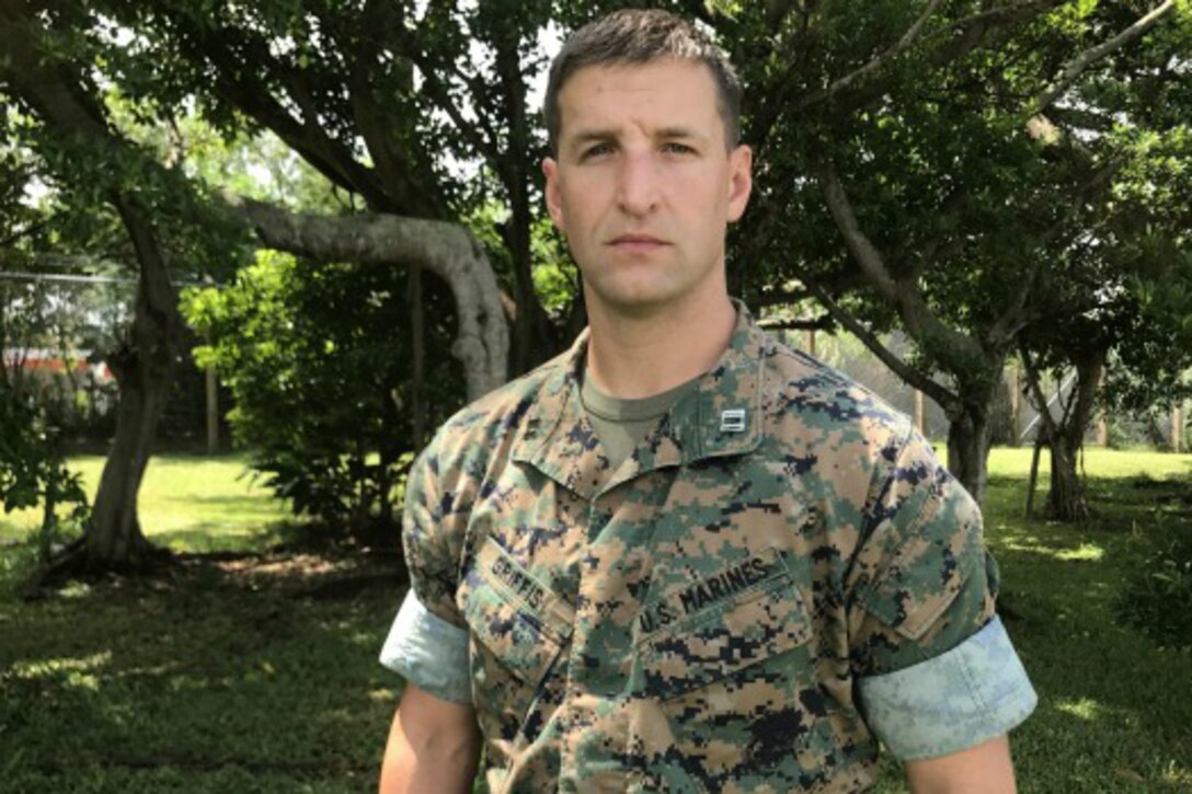 A Marine hero poses for a photo in Japan.