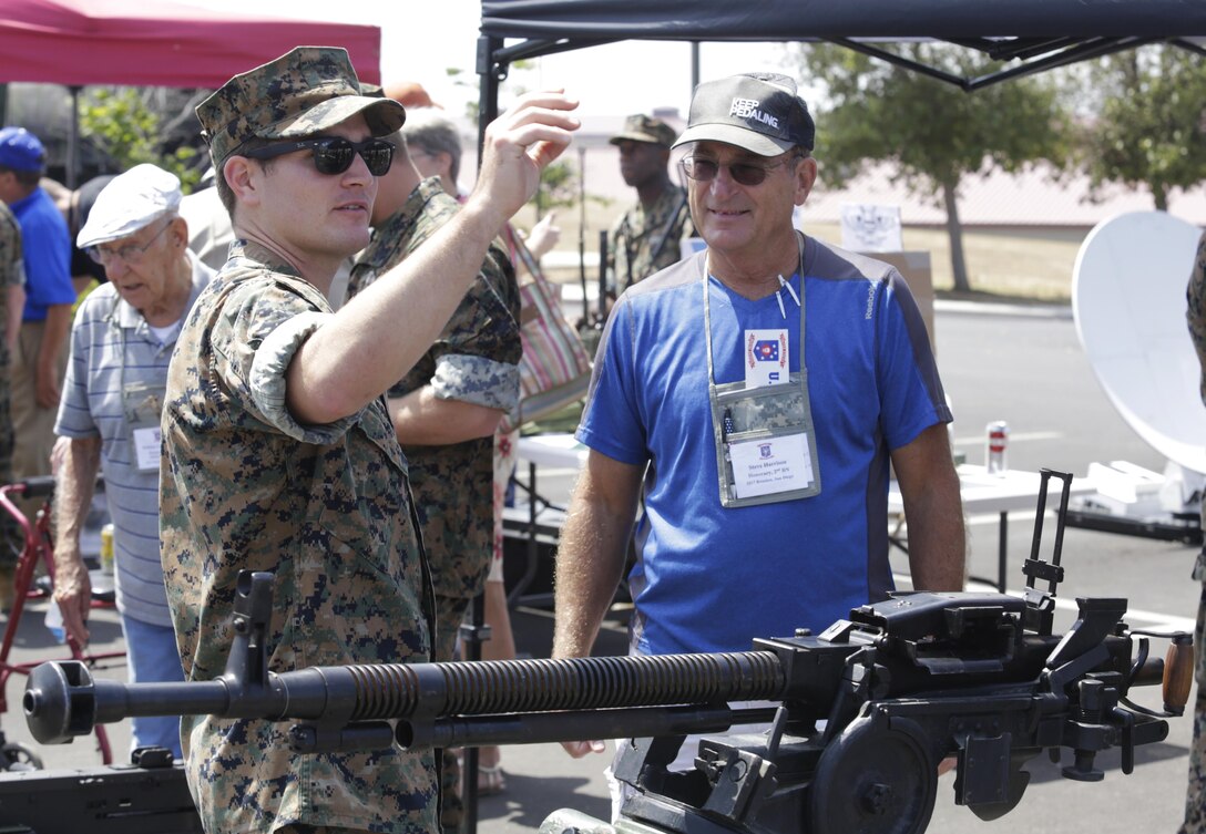 Steve Harrison, a reunion guest, observes a demonstration given at the annual Gold Star Families and Raider Reunion at 1st Marine Raider Battalion Headquarters on August 11, 2017. The reunion is held annually to honor the families of the fallen and to maintain ties to the original Marine Raiders. (U.S. Marine Corps photo by Lance Cpl. Lukas Kalinauskas)