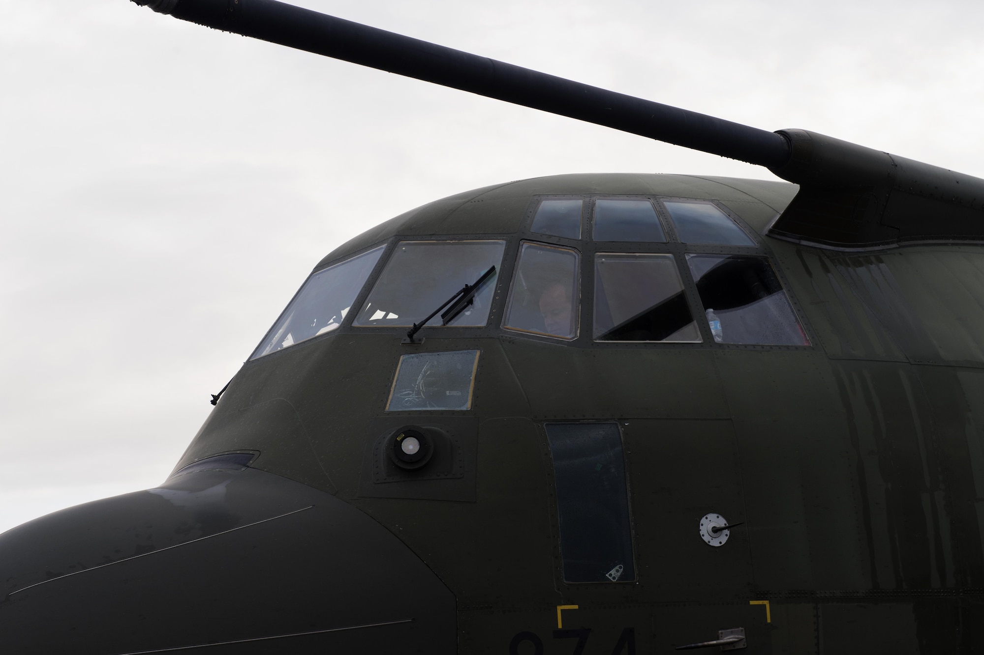A British Royal Air Force 47th Squadron C-130 Hercules sits on the flightline at Joint Base Elmendorf-Richardson, Alaska, Aug. 11, 2017. The RAF airmen are at JBER for training exercise Red Flag-Alaska 17-3.