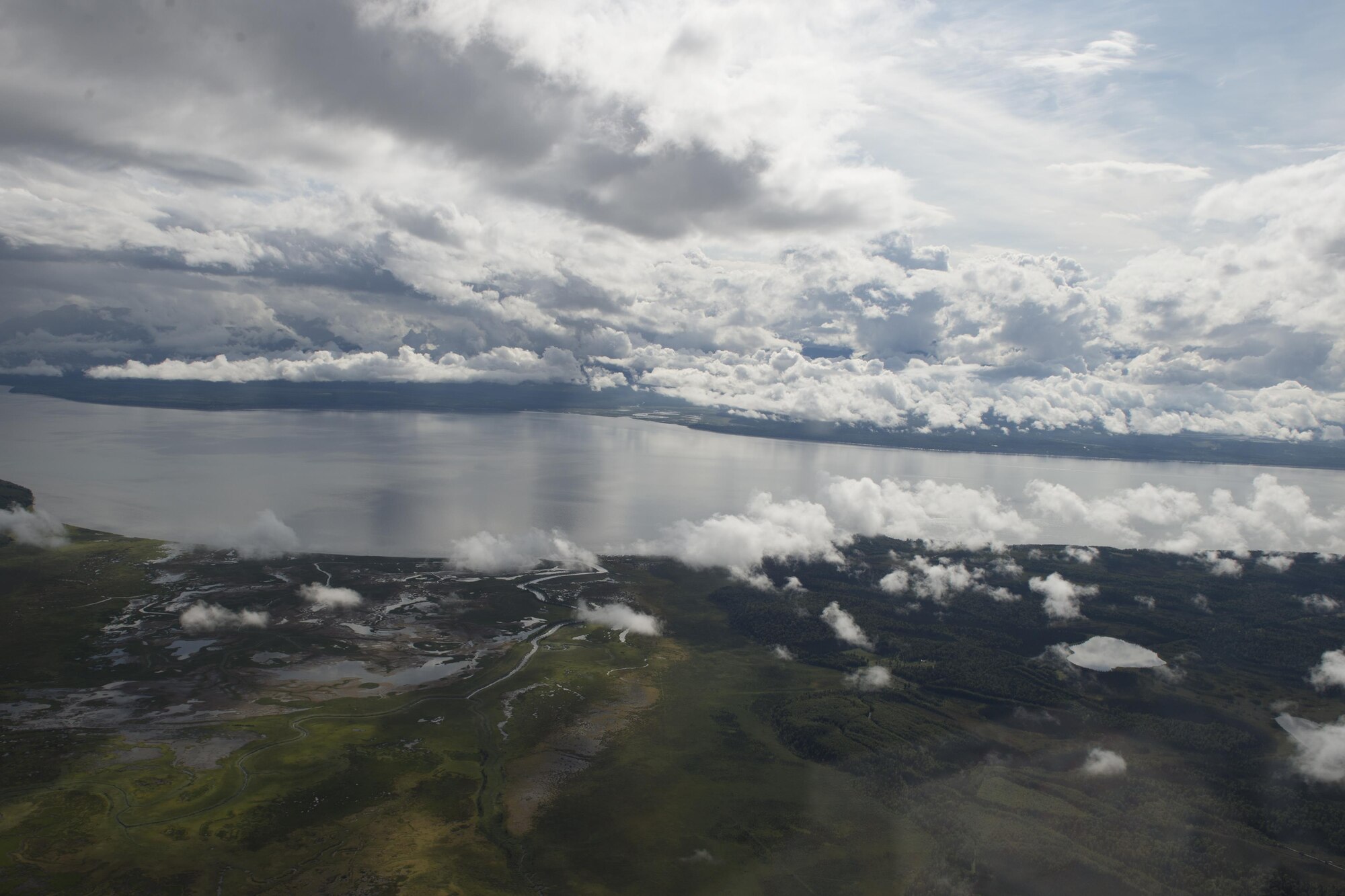 An Alaska landscape is seen from the C-130 Hercules flight deck during Red-Flag 17-3, Aug. 11, 2017.