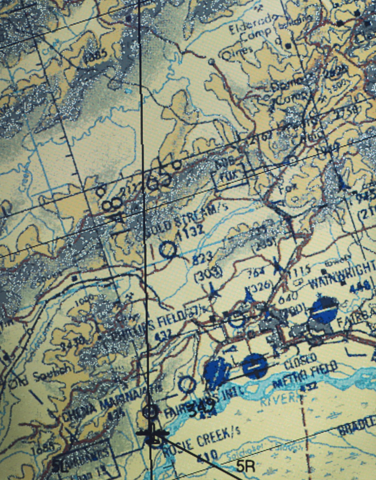 The navigation display from a British Royal Air Force C-130 Hercules leads crew members to their destination during Red Flag-Alaska 17-3.