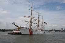 Photo of Coast Guard Cutter Eagle arriving in New York City, August 11, 2017.