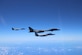 Two U.S. Air Force B-1B Lancers assigned to the 37th Expeditionary Bomb Squadron, deployed from Ellsworth Air Force Base (AFB), S.D. to Andersen AFB, Guam, fly a bilateral mission with Japan Air Self-Defense Force F-15s in the vicinity of the Senkaku Islands, Aug. 15, 2017. These training flights with Japan demonstrate the solidarity and resolve we share with our allies to preserve peace and security in the Indo-Asia-Pacific. (Courtesy photo/Japan Air Self-Defense Force)