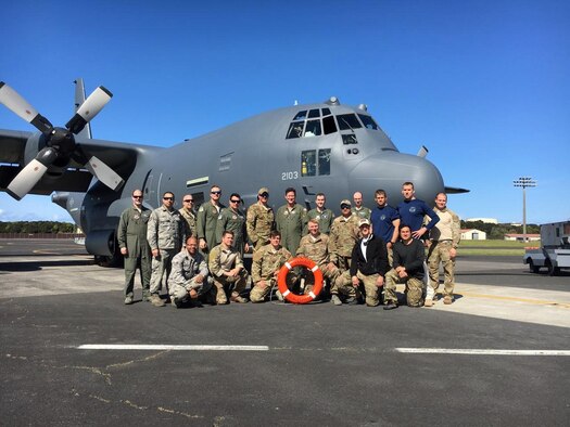 New York Air National Guard Airmen from the 103rd Rescue Squadron prepare to jump from an HC-130 search and rescue plane of the 102nd Rescue Squadron 1,300 miles east into the North Atlantic on April 24, 2017 as they go to the aid of two badly burned crewman on board the Slovenian-owned ship the Tamar. Two sailors had already died from a fire on board the ship which prompted the dispatch of the 106th Rescue Wing aircraft. (Courtesy Photo)