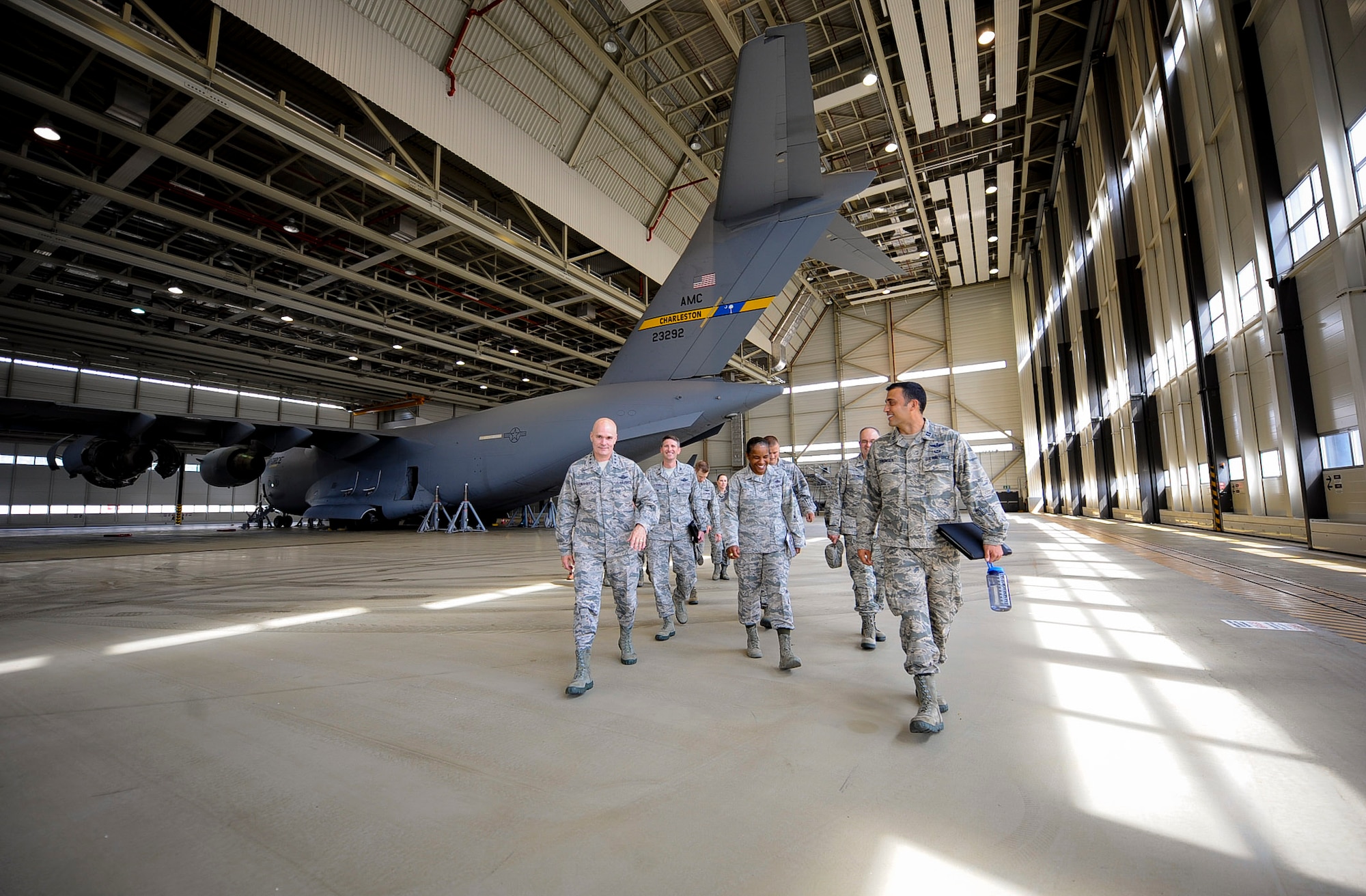 U.S. Air Force Gen. Carlton “Dewey” Everhart II, commander, Air Mobility Command, visits the 521st Air Mobility Operations Wing during his immersion tour on Ramstein Air Base, Germany, Aug. 14, 2017.