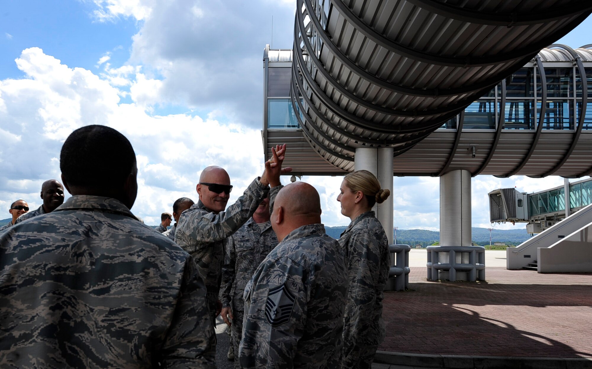 U.S. Air Force Gen. Carlton “Dewey” Everhart II, commander, Air Mobility Command, visits the 521st Air Mobility Operations Wing during his immersion tour on Ramstein Air Base, Germany, Aug. 14, 2017.