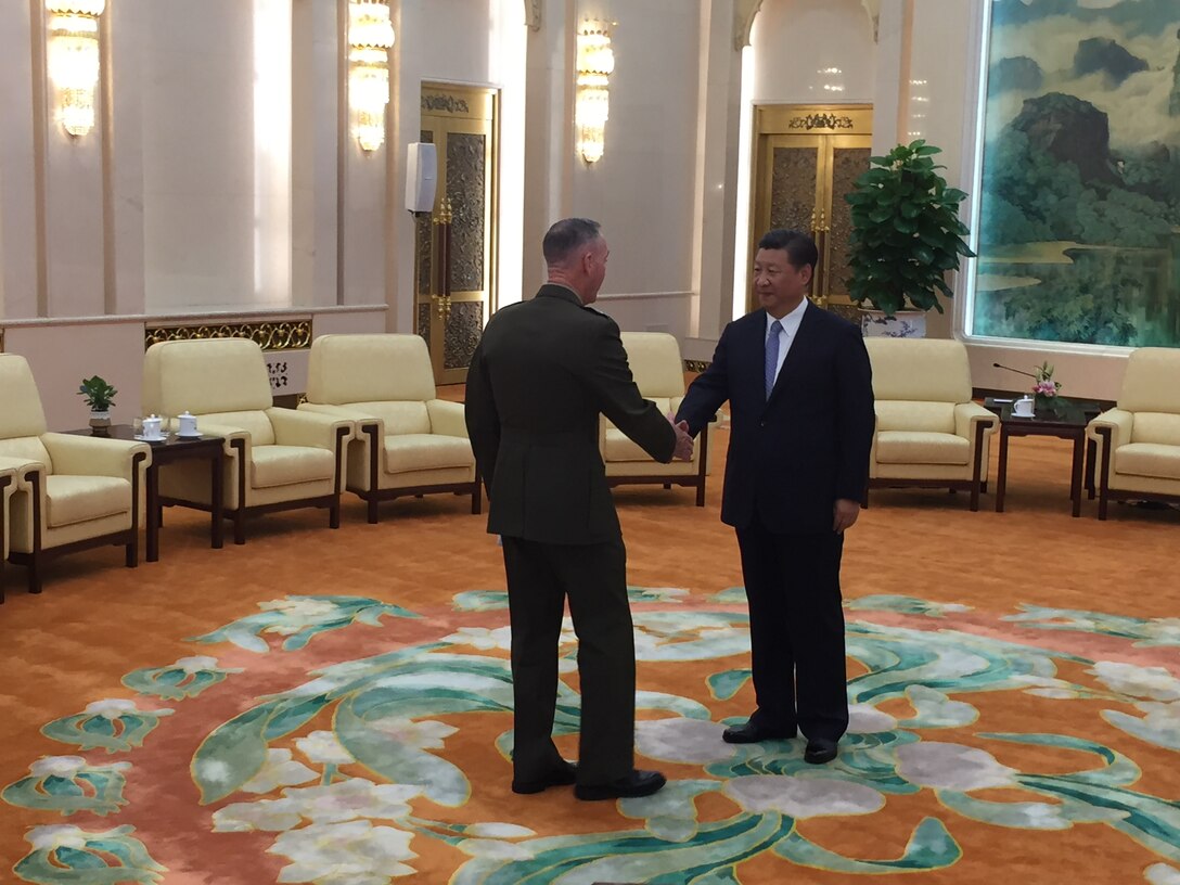 The chairman of the Joint Chiefs of Staff, meets Chinese President Xi Jinping.