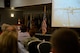 Justice Sharon Lee, from the Tennessee Supreme Court, shares her father’s story with an audience Aug. 11, 2017, on Columbus Air Force Base, Mississippi, during the Base Community Council luncheon. Her father was shot in the head, shoulder, back and wrist during a bombing mission while on board a B-17 Flying Fortress. Some shrapnel was left in his body for his entire life. (U.S. Air Force photo by Airman 1st Class Keith Holcomb)