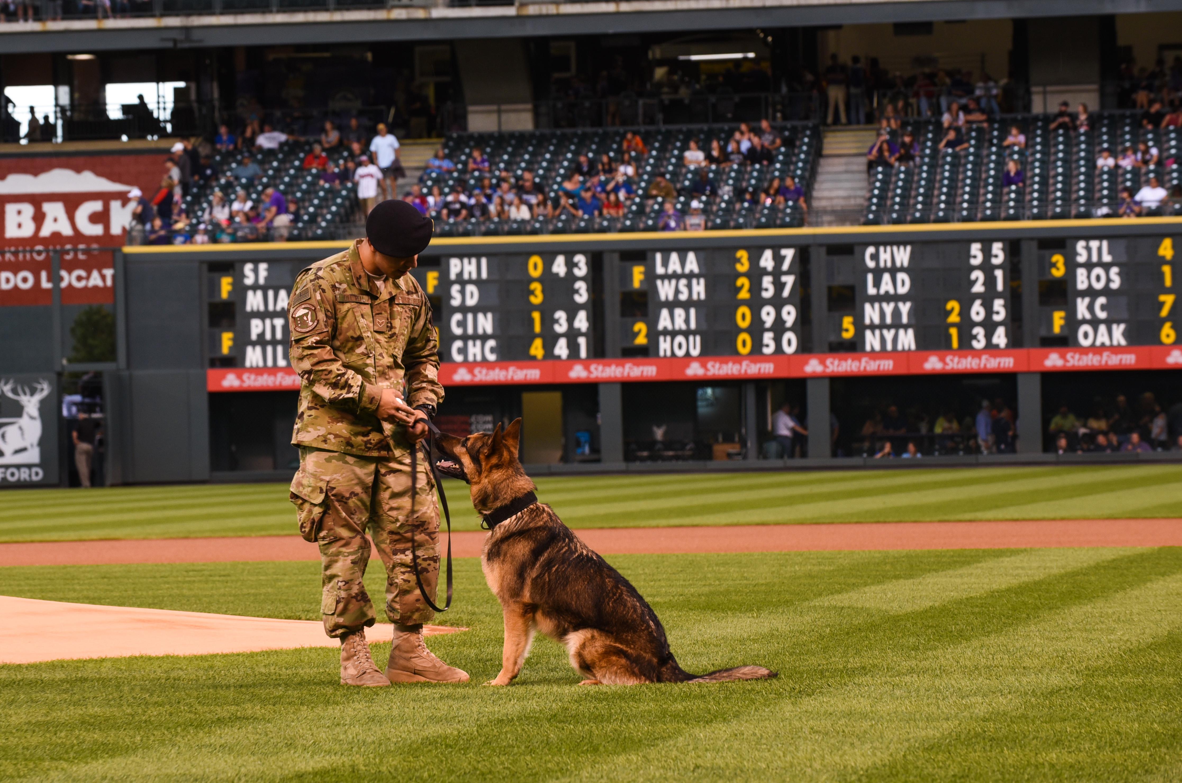 90th MW Airman throws first pitch at ‘Bark at the Park’ Rockies game