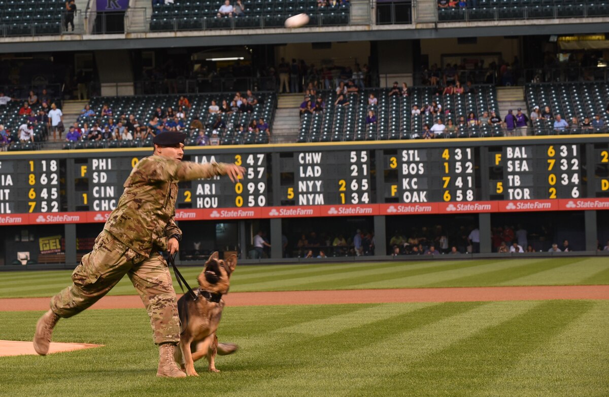 90th MW Airman throws first pitch at ‘Bark at the Park’ Rockies game