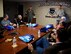 Left to right, Lt. Col. Michael Louer and Master Sgt. Mike Burgess, 932nd Airlift Wing Safety Office, speak during the 932nd Airlift Wing 