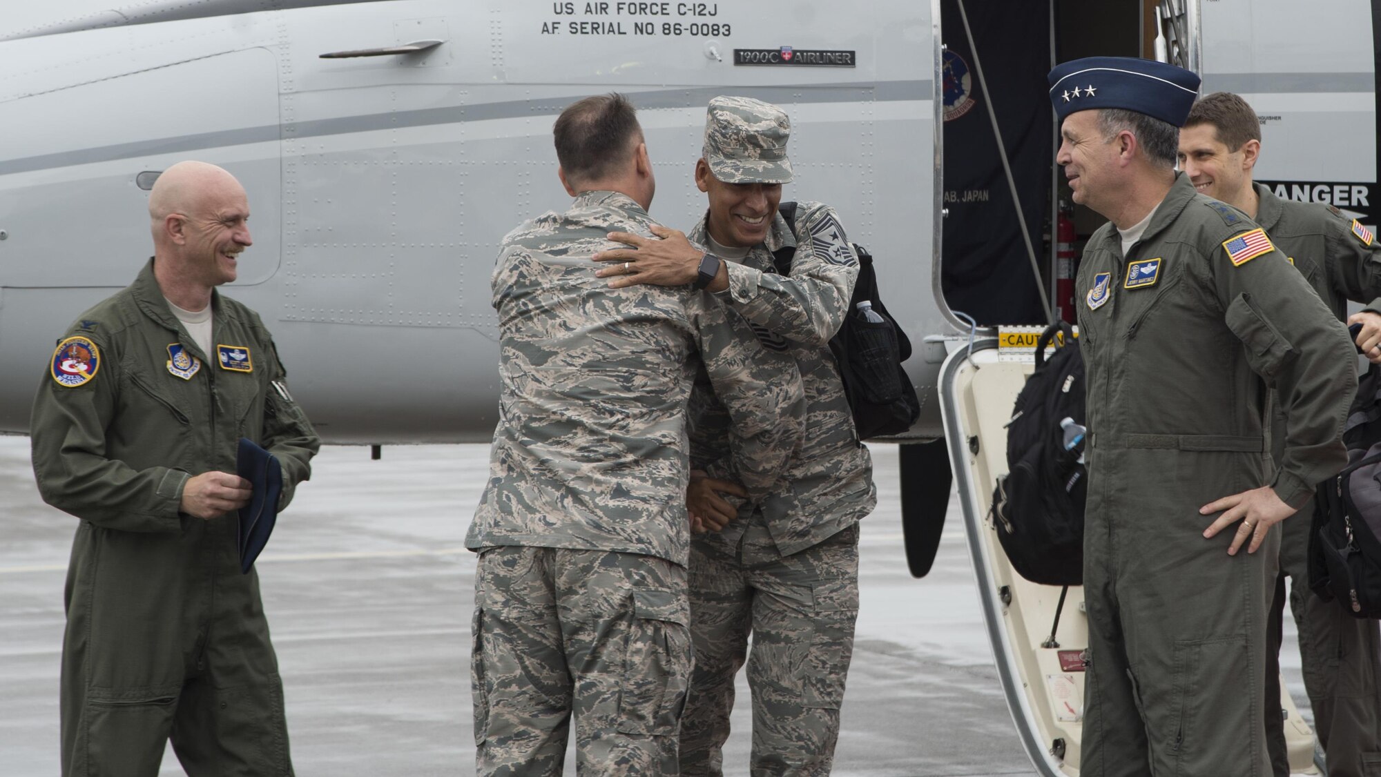 Lt. Gen. Jerry P. Martinez, the U.S. Forces Japan and 5th Air Force commander, meets with Airmen from Misawa Air Base, Japan.