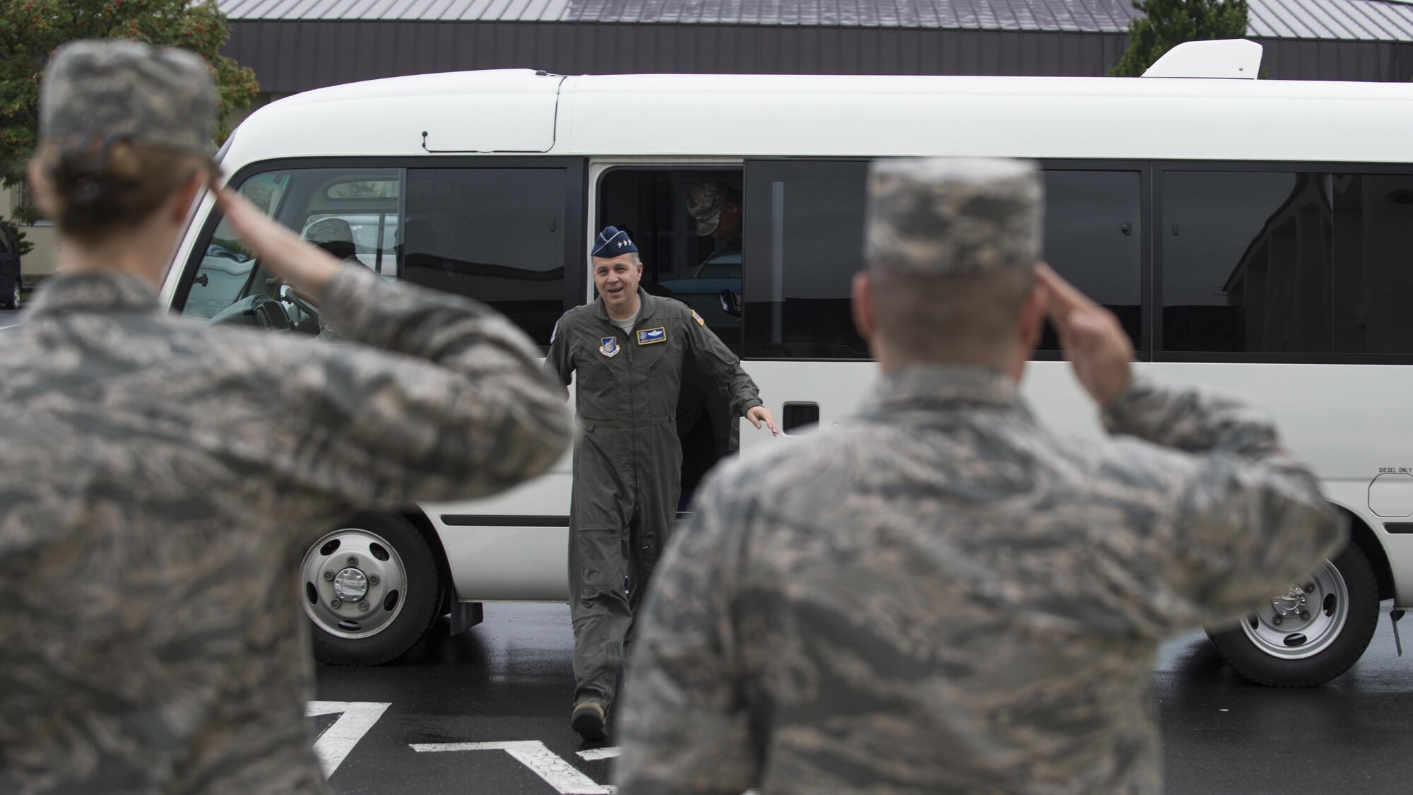 Lt. Gen. Jerry P. Martinez, the U.S. Forces Japan and 5th Air Force commander, meets with Airmen from Misawa Air Base, Japan.