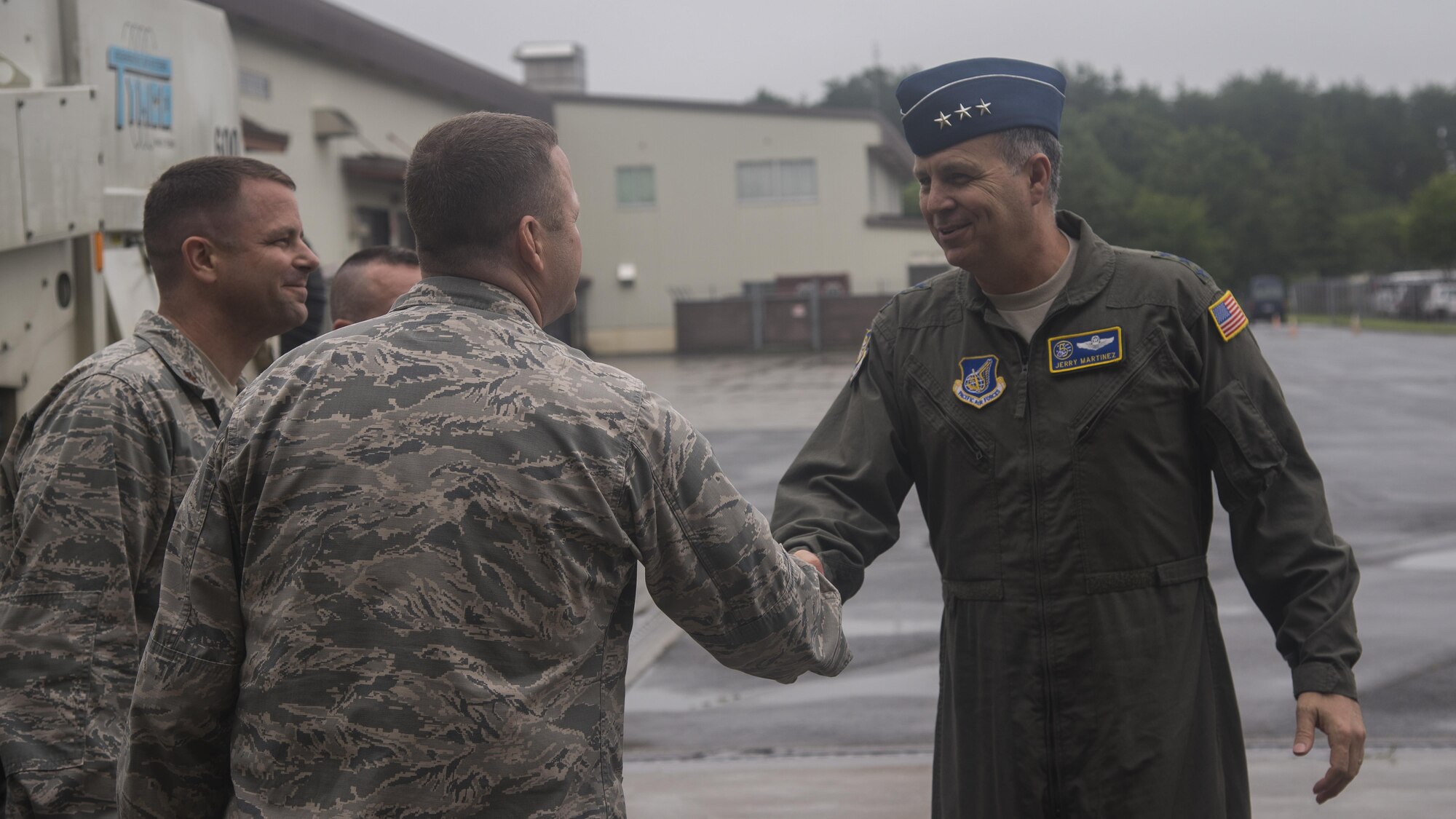 Lt. Gen. Jerry P. Martinez, the U.S. Forces Japan and 5th Air Force commander, meets with Airmen from Misawa Air Base, Japan.
