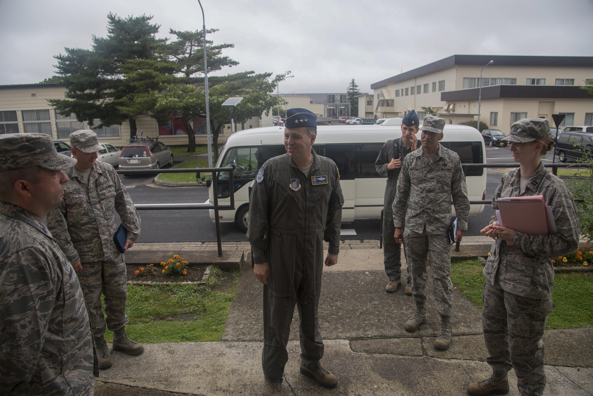 Lt. Gen. Jerry P. Martinez, the U.S. Forces Japan and 5th Air Force commander, meets with Airmen from Misawa Air Base, Japan.