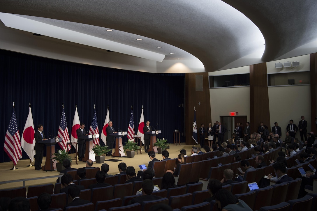 U.S. and Japanese leaders hold a news conference.