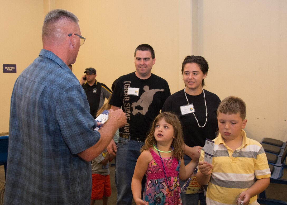 349th Air Mobility Wing Airmen and their family members participate in Operation Family Circle Aug. 12, 2017, at Travis Air Force Base, Calif.