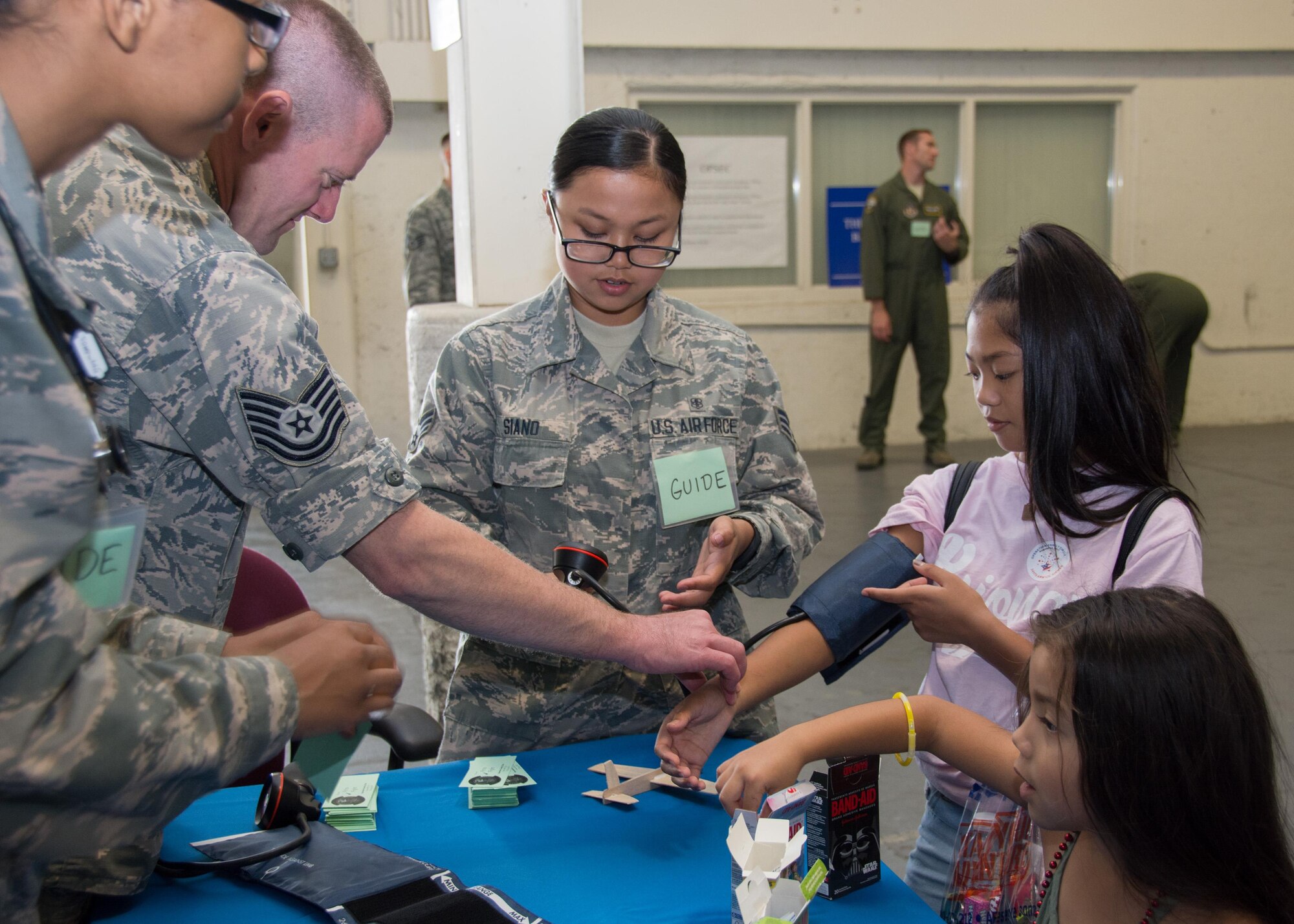 349th Air Mobility Wing Airmen and their family members participate in Operation Family Circle Aug. 12, 2017, at Travis Air Force Base, Calif.