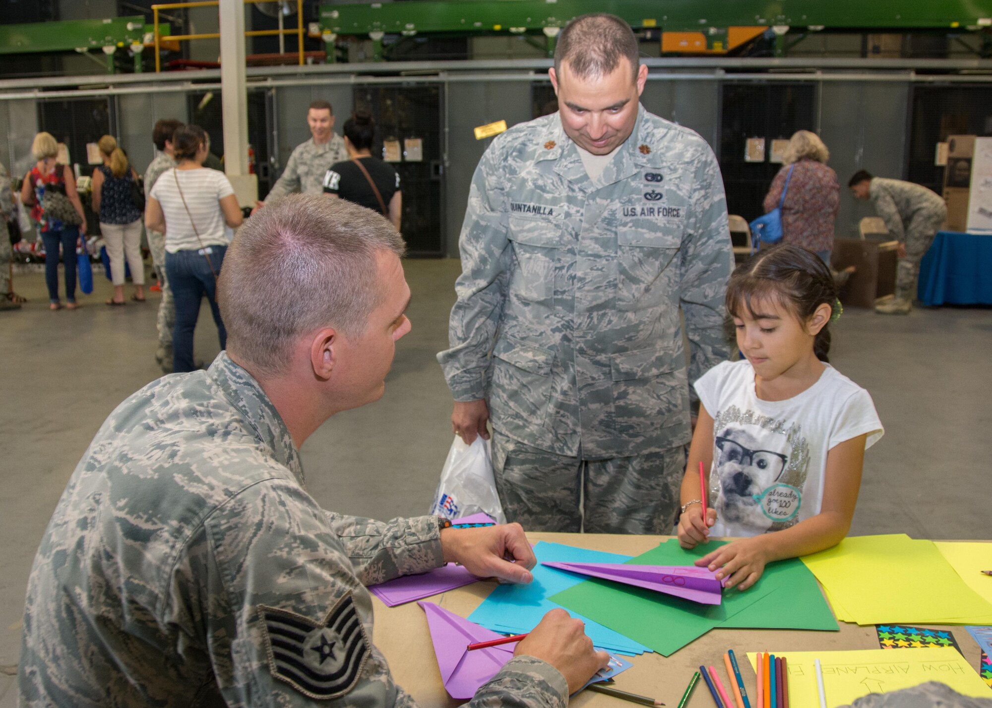 349th Air Mobility Wing Airmen and their family members participate in Operation Family Circle Aug. 12, 2017, at Travis Air Force Base, Calif.