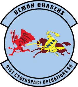 Emblem for 91st Cyberspace Operations Squadron, 67th Cyberspace Wing, 24th Air Force.