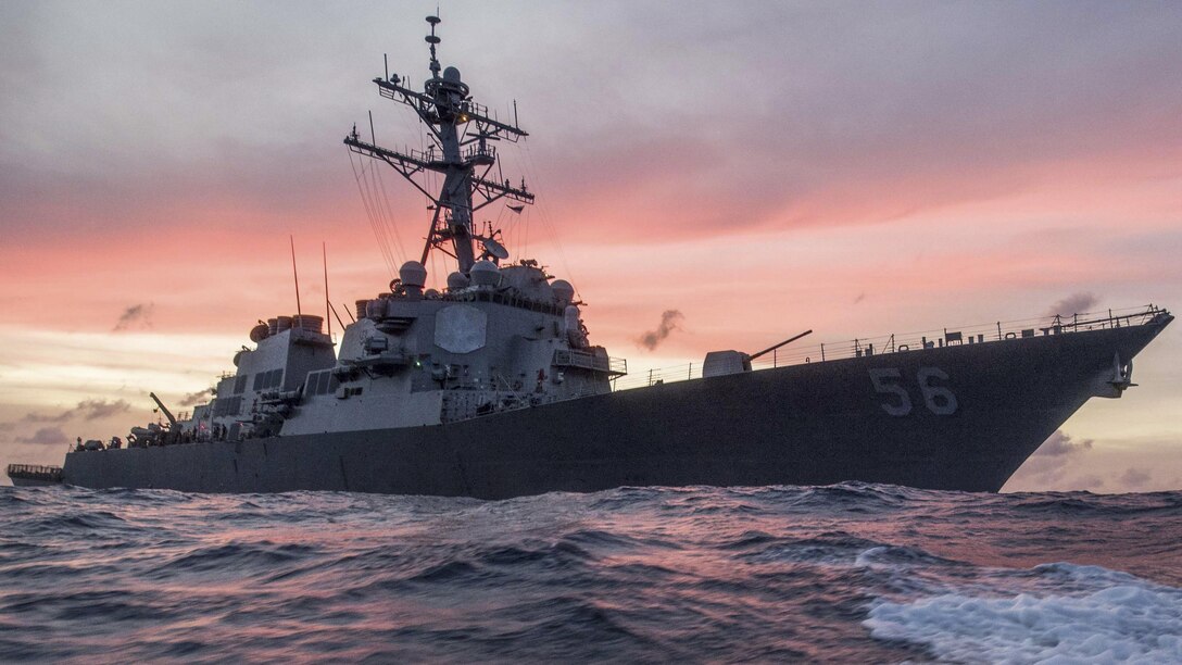 USS John S. McCain sails in South China Sea.