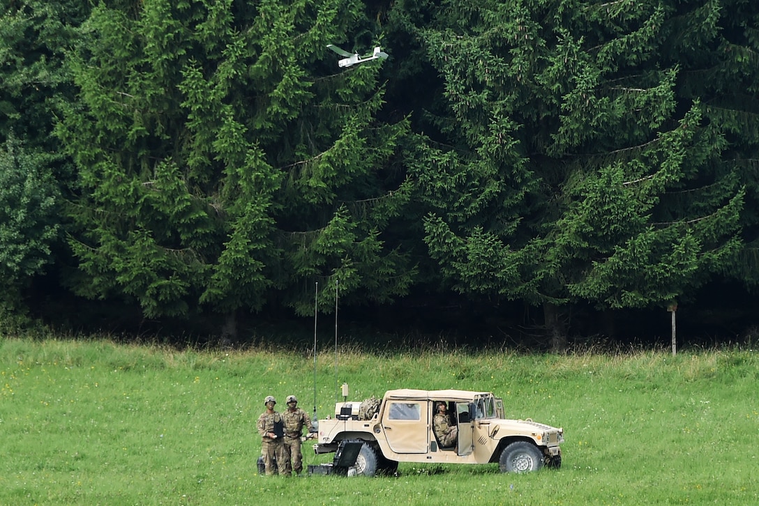 Soldiers conduct an aerial recon