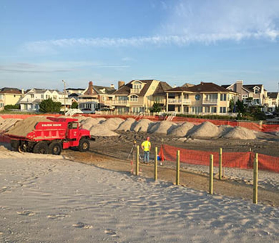 USACE and contractors have been conducting temporary mitigation measures in the city of Margate, NJ related to storm water management in conjunction with the federal dune and berm project.