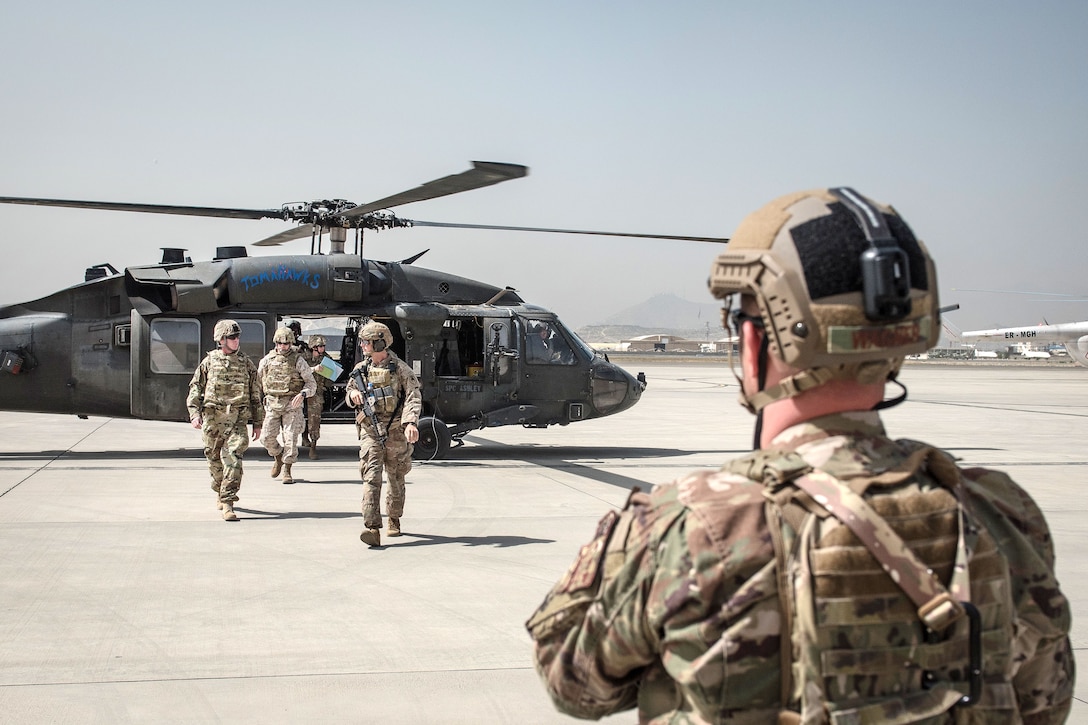 Command Sergeant Major William F. Thetford arrives at Hamid Karzai International Airport
