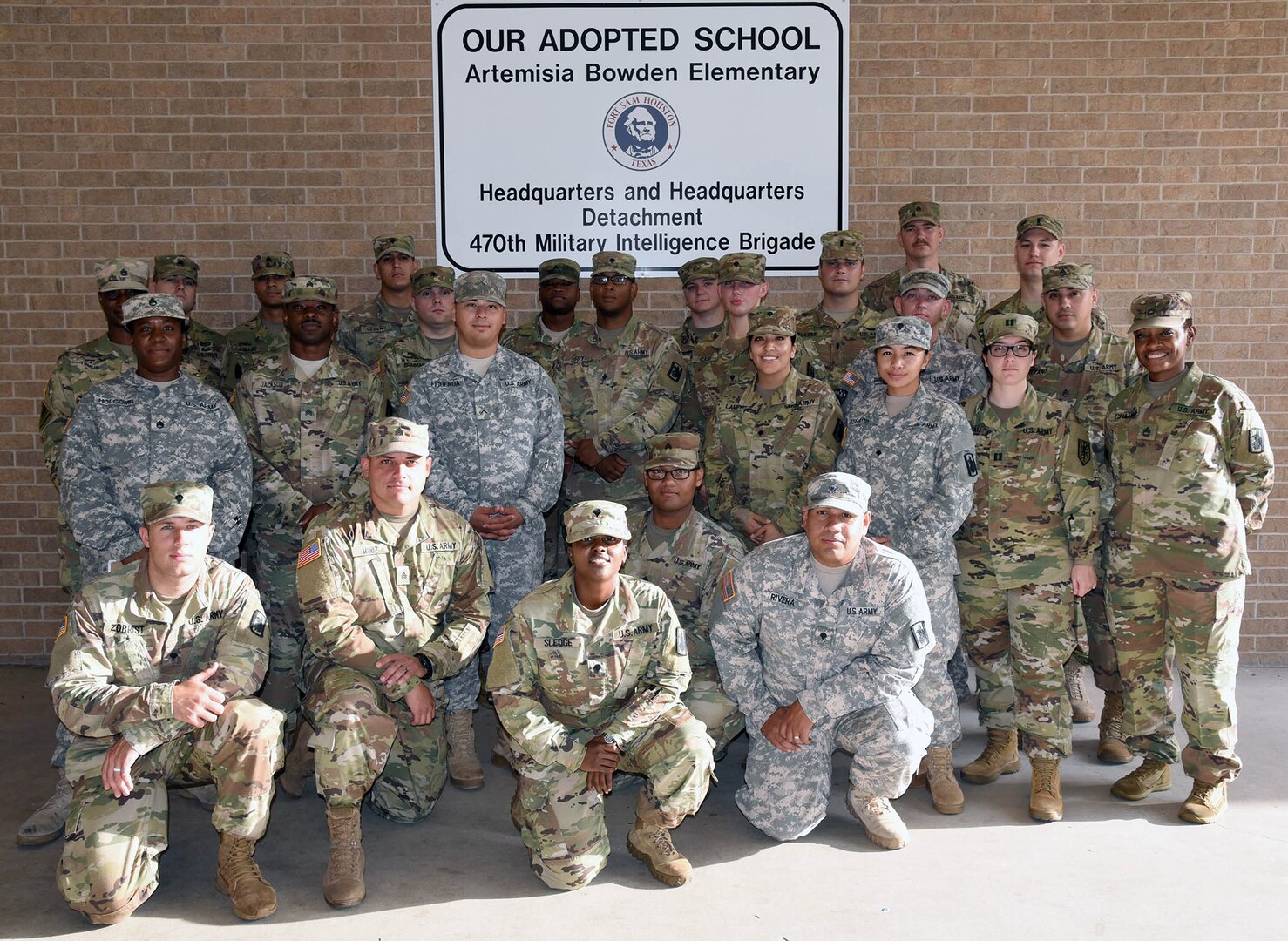 Soldiers from the 470th Military Intelligence Brigade at Joint Base San Antonio-Fort Sam Houston volunteered during the first day of school at the brigade’s adopted campus, Bowden Elementary School.