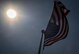 A photo of the base flag was taken at the regional point of totality causing a distinct Eclipse-shaped sunburst to appear during the solar eclipse Aug. 21 at Eglin Air Force Base, Fla.  (U.S. Air Force photo/Samuel King Jr.)