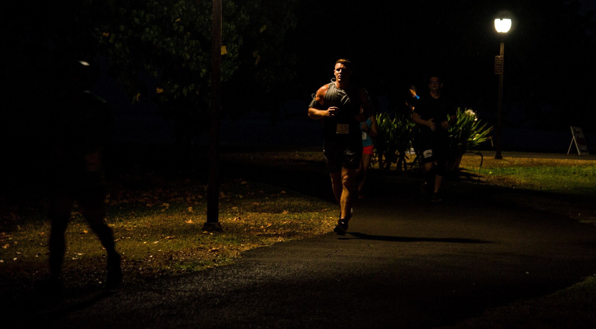 Participants run along the course during the 11th Annual Hickam Half Marathon, Joint Base Pearl Harbor-Hickam, Hawaii, Aug. 19, 2017.