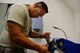 U.S. Air Force Staff Sgt. Justin Hae, 786th Civil Engineer Squadron locksmith, operates a key duplicator on Ramstein Air Base, Germany, Aug. 14, 2017. 786th CES locksmiths help provide security to more than 1,000 facilities. (U.S. Air Force photo by Airman 1st Class Joshua Magbanua)