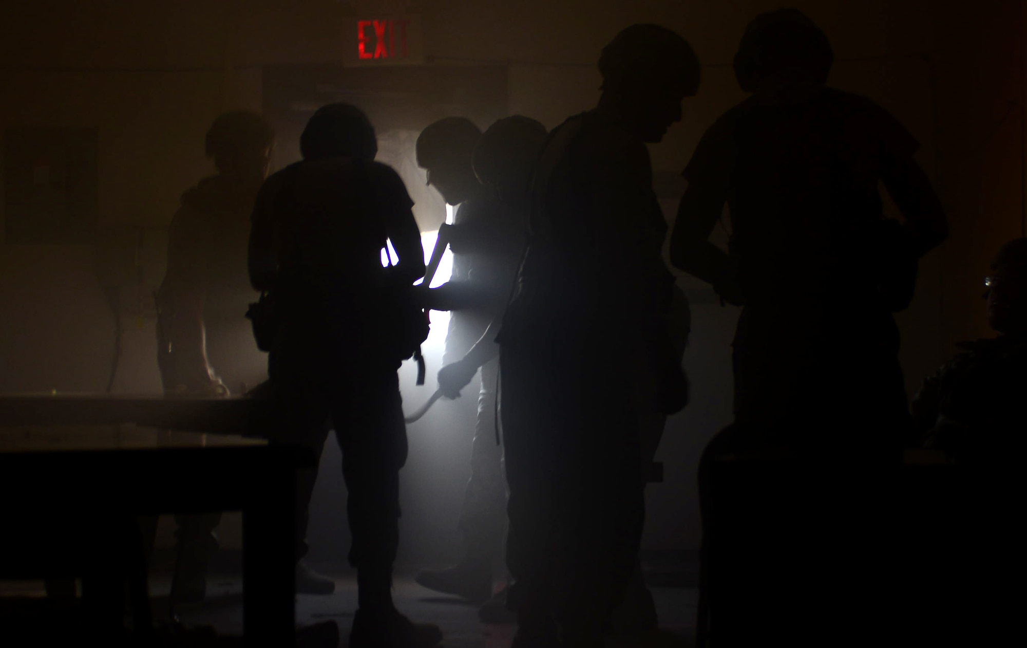 Airmen assigned to the 28th Civil Engineer Squadron perform triage and extract “casualties” from a hostile environment during the Prime Base Engineer Emergency Force (BEEF) challenge at Ellsworth Air Force Base, S.D., Aug. 17, 2017