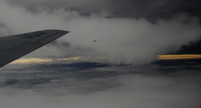 KC-135 flight during a solar eclipse